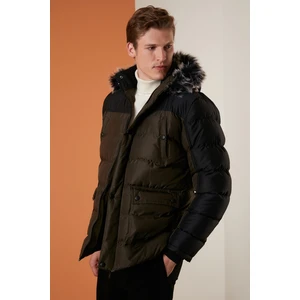 Slim Fit Çıkarılabilir Suni Tüylü Kapüşonlu Şişme Mont Erkek Mont 5760076