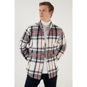 Pamuklu Ekoseli Slim Fit Düğmeli Yaka Gömlek Erkek Gömlek CF23W114662