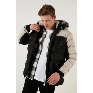 Slim Fit Çıkarılabilir Suni Tüylü Kapüşonlu Şişme Mont Erkek Mont 5760076