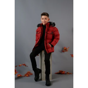 Içi Peluş Astarlı Çıkarılabilir Kapüşonlu Şişme Mont Erkek Çocuk Mont 5760023