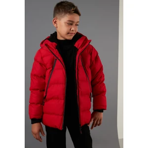 Içi Peluş Astarlı Fermuarlı Cepli Kapüşonlu Şişme Mont Erkek Çocuk Mont 5760040