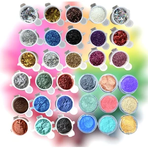 Epoksi Kalıp Cank Epoksi Sedef Pigment Glitter Seti 33 Parça/ Epoksi/  Epoksi Kalıp Malzemeleri/ Nail Art/ Mum