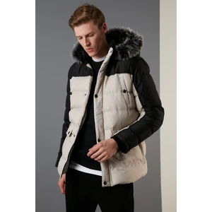 Slim Fit Çıkarılabilir Suni Tüylü Kapüşonlu Şişme Mont Erkek Mont 5760076