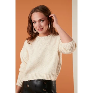 Sıfır Yaka Örme Crop Kazak Bayan Kazak 4615142