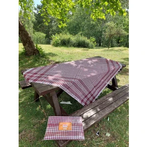 Mef Collection Çok Amaçlı Sofra Bezi Masa Piknik Örtüsü Bordo 150x150 cm 2'li