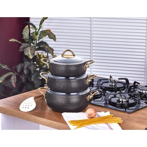 Luna Granit 3'lü Güveç Set Siyah