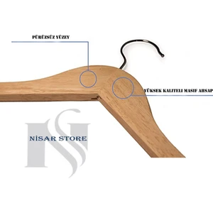 Nisar Store 12 Adet Vernikli Ahşap Askı Kıyafet ve Elbise Askısı Dolap Düzenleyici Askı Lüks Ahşap