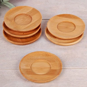 Berlin Shop Bambu Yuvarlak Çay Tabağı Bardak Altlığı 6 'lı Set, Dekoratif Bambu Altlık