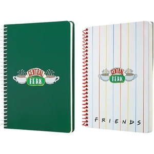 Friends Spiralli Beyaz ve Friends Central Perk Yeşil Butik Defter Çizgili 96 Yaprak 17X24