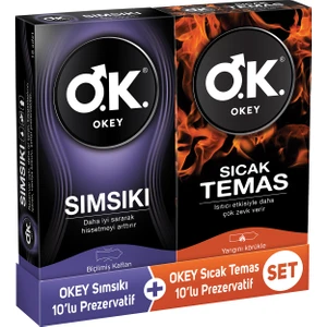 Sımsıkı Prezervatif 10'lu + Okey Sıcak Temas 10'lu Prezervatif