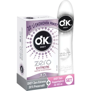 Zero Extreme 20'li Prezervatif + Okey Zero  Jel 100 ml Seti
