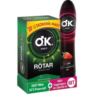 Rötar 20'li Prezervatif + Okey  Jel Çilek 100 ml Seti