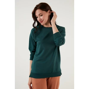 Pamuklu Bisiklet Yaka Basic Örme Sweat Bayan Sweat 5863569