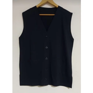 Fresh Moda Kadın Siyah Anne Yazlık Penye Cepli Yelek