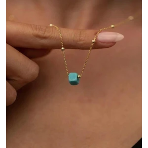 Zeze Takı Tasarım Mavi Boncuklu Altın Kaplama Kolye