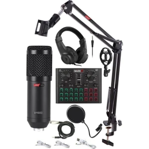 BM800 Live Head Set Efektli Ses Kartı Mikrofon Kulaklık Stand Kayıt Canlı Yayın Seti (PC ve Telefon)