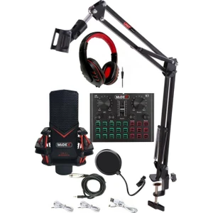 Midex GMX-1 Record Head Set Condenser Mikrofon Kulaklık Ses Kartı Canlı Yayın Paketi (Telefon ve PC)