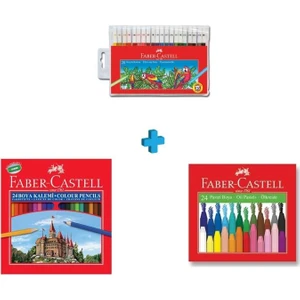 Faber Castell 20'li Keçeli 24'lü Pastel 24'lü Kuru Kalem Boyama Seti