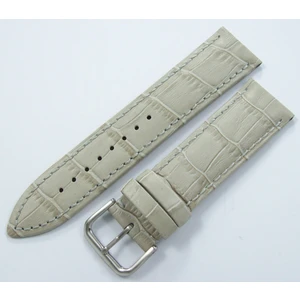 Ezgi Elektronik Bizon Deri Saat Kordonu 20mm Açık Gri Dikişli Saat Kayışı Krokodi
