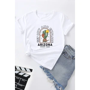 Unisex Beyaz Arizona Baskılı Tshirt