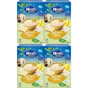 Hero Baby Kaşık Maması 200GR Gece Sütlü Muzlu Pirinçli 4 Lü Set