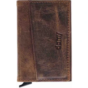 Hakiki Deri Unisex Mekanizmalı Kartlık 611CR - Koyu Taba