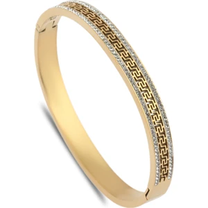 Livs Accessories Çelik Kelepçe Bileklik Taşlı Gold Kapl.  Livs ÇK-28-0113