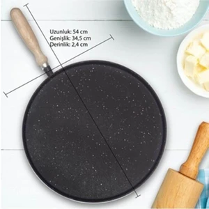 Çift Taraflı Tava Granit 34 cm Döküm Bazlama Gözleme Izgara Tavası