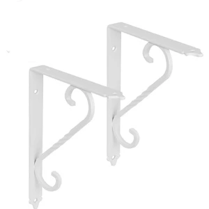 Ferforje Raf Altı Ayak Dekoratif Raf Tutucu Beyaz Montaj Aparatı 2 Adet 135 x 190 mm (Orta Boy)