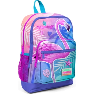 Coral High Kids Dört Bölmeli Okul Sırt Çantası Lavanta Pembe Flamingo Desenli 23705