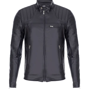 North Fashion NorthFashion Erkek Siyah Deri Mont Ceket Iç Cepli Omuz Çizgili Model