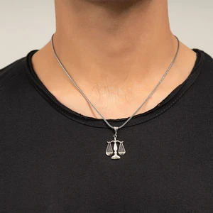 925 Ayar Gümüş Adalet Terazi Işlemeli Avukat Kolye