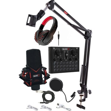 Midex GMX-1 Stüdyo Mikrofon Kulaklık Ses Kartı Siyah Kablolu Fiyatı
