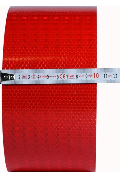 Nzb Reflektörlü Reflektif Fosforlu Şerit Bant Reflek Ikaz Bandı 10 cm Kırmızı-10 Metre