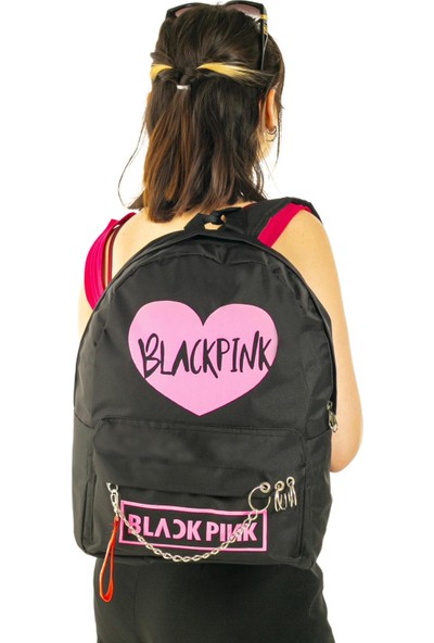 Gans Black Pink Desenli Okul Sırt Çantası