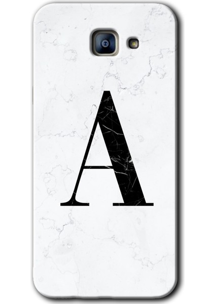 Samsung Galaxy A8 2016 Kılıf Hd Desen Baskılı Arka Kapak - Beyaz Mermer Desenli A Harfi