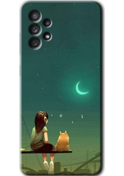Samsung Galaxy A53 Kılıf Hd Desen Baskılı Arka Kapak - Kedili Kız