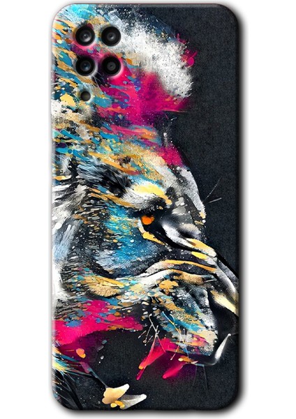 Samsung Galaxy Note 5 Kılıf Hd Desen Baskılı Arka Kapak - Colorfull Aslan