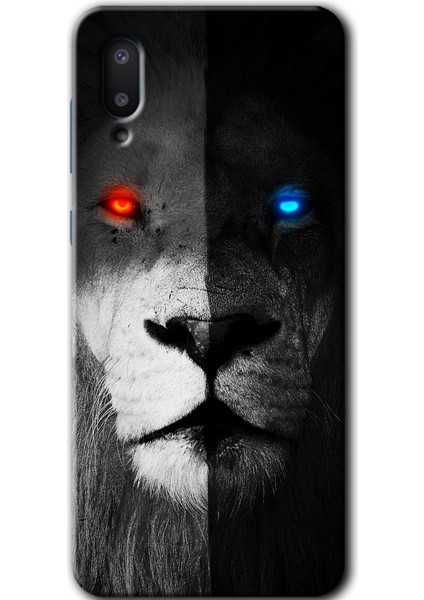Samsung Galaxy A02 Kılıf Hd Desen Baskılı Arka Kapak - Fire And Ice Lion