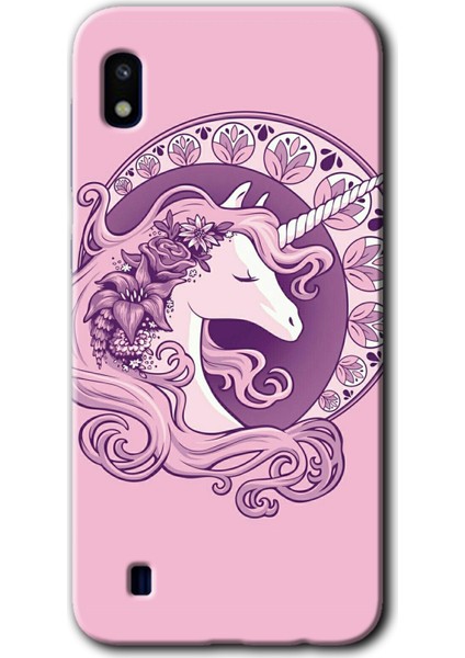 Samsung Galaxy A10 Kılıf Hd Desen Baskılı Arka Kapak - Unicorn-Pembe
