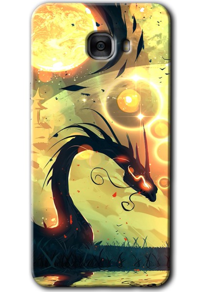 Samsung Galaxy C7 Pro Kılıf Hd Desen Baskılı Arka Kapak - Digital Dragon