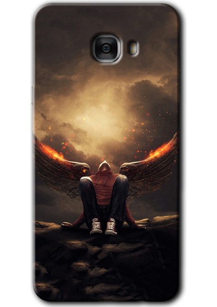Samsung Galaxy C7 Pro Kılıf Hd Desen Baskılı Arka Kapak - Wings Of Power