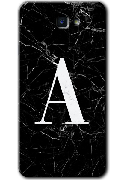 Samsung Galaxy J7 Prime Kılıf Hd Desen Baskılı Arka Kapak - Siyah Mermer Desenli A Harfi
