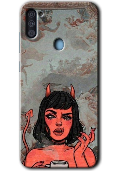 Samsung Galaxy M11 Kılıf Hd Desen Baskılı Arka Kapak - Devil Girl
