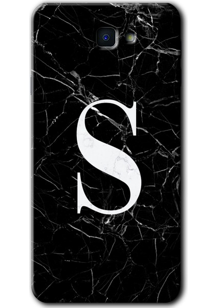 Samsung Galaxy J7 Prime Kılıf Hd Desen Baskılı Arka Kapak - Siyah Mermer Desenli S Harfi