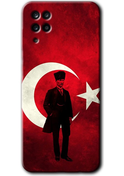 Samsung Galaxy A12 Kılıf Hd Desen Baskılı Arka Kapak - Atatürk Bayrak