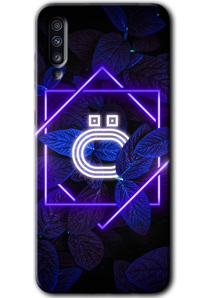 Samsung Galaxy A70 Kılıf Hd Desen Baskılı Arka Kapak - Dark Neon Yaprak Ö Harfi