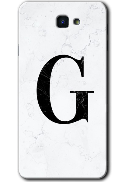 Samsung Galaxy J7 Prime Kılıf Hd Desen Baskılı Arka Kapak - Beyaz Mermer Desenli G Harfi