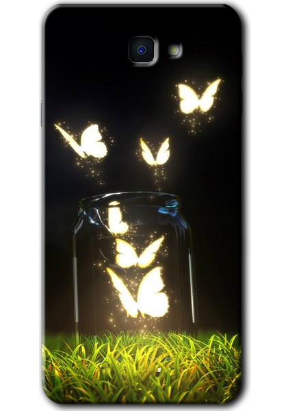 Samsung Galaxy J7 Prime 2 Kılıf Hd Desen Baskılı Arka Kapak - Işıklı Kelebekler