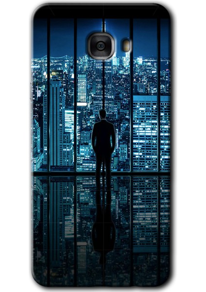 Samsung Galaxy C7 Pro Kılıf Hd Desen Baskılı Arka Kapak - Şehir Manzarası